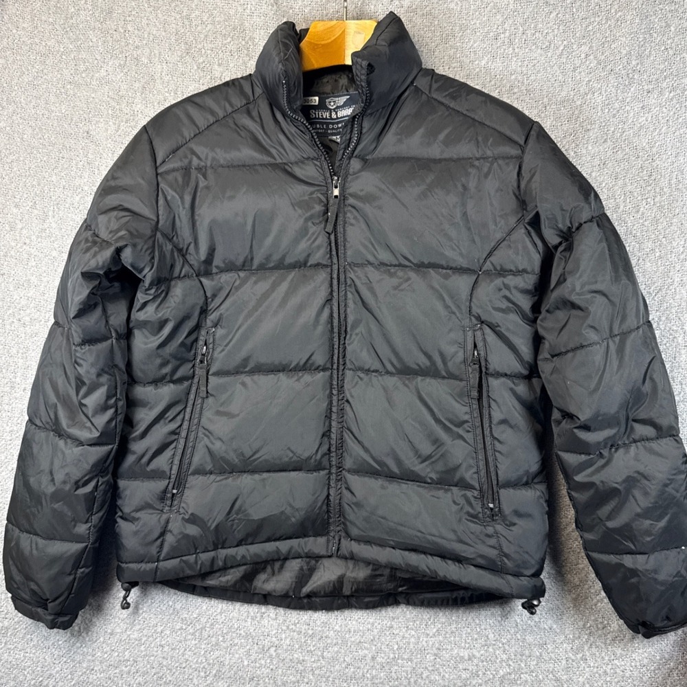 Steve & Barry's Black Double Down Puffer‎ Jacket Mens M Warm Comfort Durability